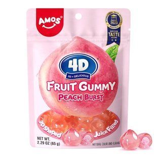 Желейные конфеты Amos 4D Peach Fruit Gummy Burst 65 г