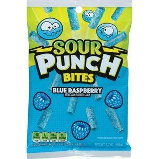 Жевательные конфеты Sour Punch Bites Blue Raspberry 105 г