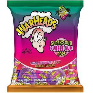 Льодяники Warheads Super Sour Bubble Gum Pops асорті 12 шт 180 г