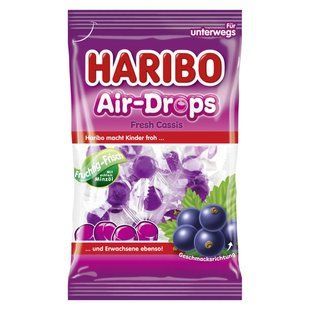 Жевательные конфеты Haribo Air Drops Fresh Cassis черная смородина и мята 100 г