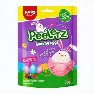 Жевательные конфеты Amos Peelerz Gummy Eggs Berry Blast в форме яиц ягодные 65 г